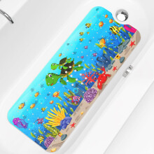 XIYUNTE Baby Bath Mat Non Slip Anti Mould, 100x40cm Extra Long Bathtub Mat Anti Slip Shower Mat with Suction Cups and Drain Holes, Cartoon Patterned