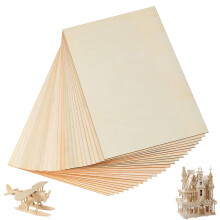 YOUNTHYE 24PCS Unfinished Plywood Sheets, 300x200x2mm Balsa Wood Sheets, Rectangular A4 Wood Sheets for Wood Craft Painting Engraved Model Making