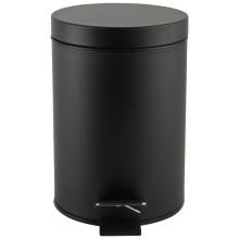 Beldray LA038098BLKFEU7 Bathroom Pedal Bin ? Small Round Stainless Steel Sanitary Waste Bin For Bedroom, Office, Kitchen, Toilet, Soft Close Rubbish