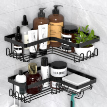 Kegii Shower Caddy Corner, Shower Storage Rack Shelf Organiser No Drilling, Adhesive Bathroom Caddy Bathroom Shelves, Black Bathroom Aaccessory