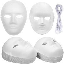 WUWEOT 40 Pack DIY Full Face Masks, 2 Sizes Paintable White Plain Masks, Paper Mache Masks for Cosplay, Halloween, Mardi Gras, Masquerade, Dance