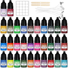 HOMY ARTY Candle Dye - 32 Colours Liquid Candle Dyes for Wax, Vivid Oil-Based Wax Dyes for Candle Making, Highly Concentrated Natural Candle Wax Dye,