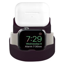 2-in-1 Silicone Stand for Watch for Airpods Charging Base for Iwatch Night Dock Earphone Headphone Stand A