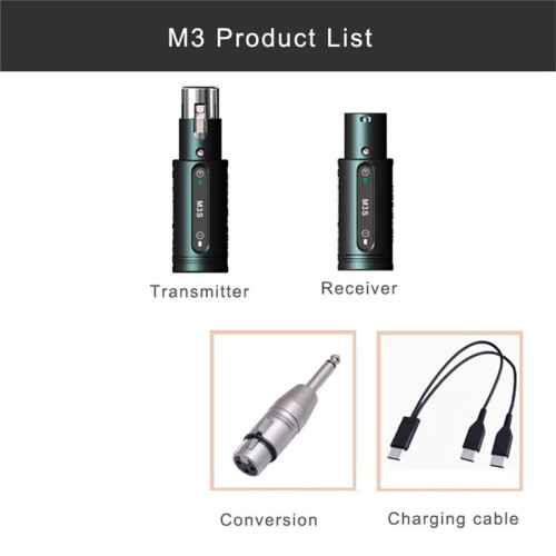 Wireless Microphone Xlr Adapter Transmitter Receiver Plug- Mic 2.4GHz for Dynamic Microphone Audio Mixer PA System