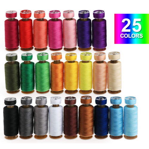 Agoer 400 Yards per Sewing Thread for Sewing Machine,50Pcs Polyester Thread Spools,25 Colors Prewound Bobbin Thread for Sewing Machine,Prewound Bobbin 1