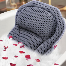 ADOV Luxury Bath Pillow, Non-Slip Comfortable Bathtub Pillow with 6 Suction Cups, Ergonomic 4D Air Mesh Headrest Cushion for Head, Shoulder, Neck and