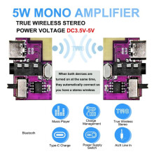 Amplificateur Audio Mono DC3,5 V-5 V 5 W, Carte Décodeur , Compatible avec Interface TWS Type C, Kit de Composants Électroniques