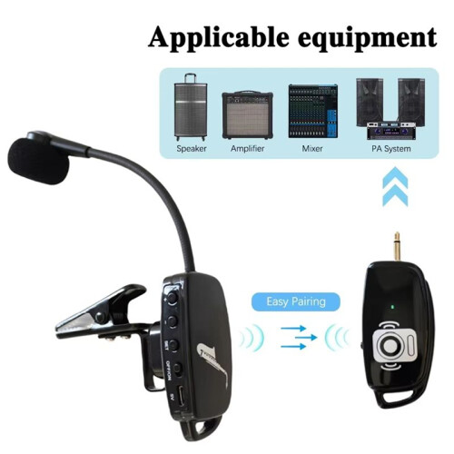 2.4G Professional Wireless Microphone System for Trumpets, Plug & , 160ft Range, Wireless Receiver and Transmitter 2