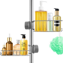 CoFvHo Shower Caddy Shelf No Drill 2 Pcs, Stainless Steel Shower Shelves for Riser Rail 18-27mm, Rustproof Storage Rack Hanging Bathroom Organiser for