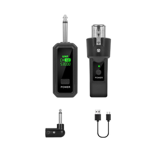 6.35mm UHF Wireless Microphone Adapter XLR Transmitter and Receiver for Dynamic Microphone Guitar Audio Mixer PA System