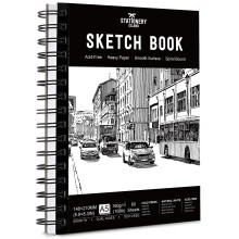 STATIONERY ISLAND Sketchbook Spiral Bound 60 Sheets A5 160gsm Premium Drawing Paper for Sketching, Drawing & Painting Sketch Pad Art Book for Pencils,