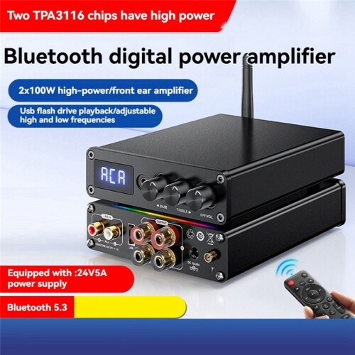 Power Amplifier 2xTPA3116D2  5.3 Class D 2.0 Audio Amplifier 100Wx2 Microphone USB Input with Remote EU PLUG 1