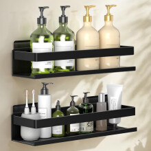 YESENT aluminum shower rack 2-pack 30cm, stick-on bathroom rack, thickened and sturdy bathroom storage rack wall-mounted, no punching and no drilling