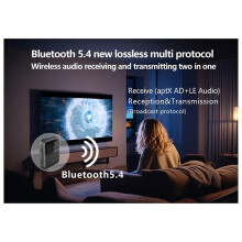 5.4 Audio Receiver Transmitter AptX-LL/HD/AD LC3 Auracast LE Audio Adapter Wireless Stereo Music with Mic