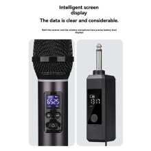 UHF 2.4G Handheld Microphone Wireless Microphone Rechargeable One to Two Microphone for Karaoke Live Party Show Meeting