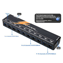 Guitar Effects Power Supply Multi-Channel Power Supply 10-Port Monoblock Effects Power Supply Effects Accessories White