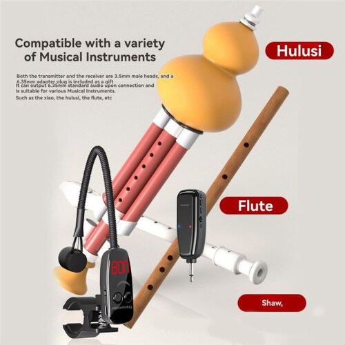 Wireless Pickup System Clip  Wireless Receiver and Transmitter Musical Instrument Microphone for Clarinet Flute 1
