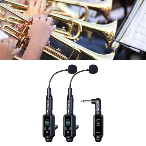 UHF Wireless Saxophone Microphone System Clip- Instruments Professional Radio Microphone for Stage Performance A