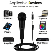 2 Pack Wired Microphone for Singing Dynamic Cardioid Mics with 1/4inch to 3.5mm Adapter for PA Systems, Public Speaking