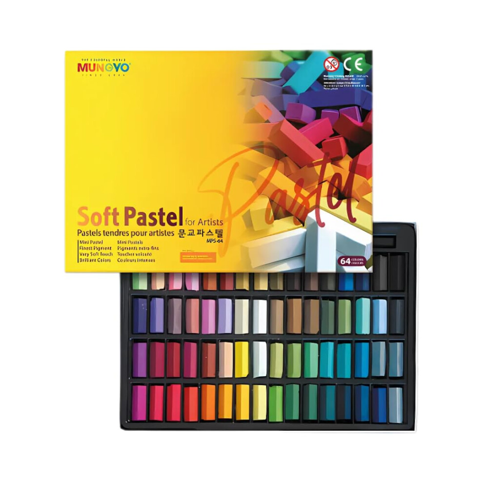 Mungyo Non Toxic Square Chalk Soft Pastel, Pack of 64, Assorted Colours (B441R078-7003A)-image-OPC-PT8TZ2N-NEW