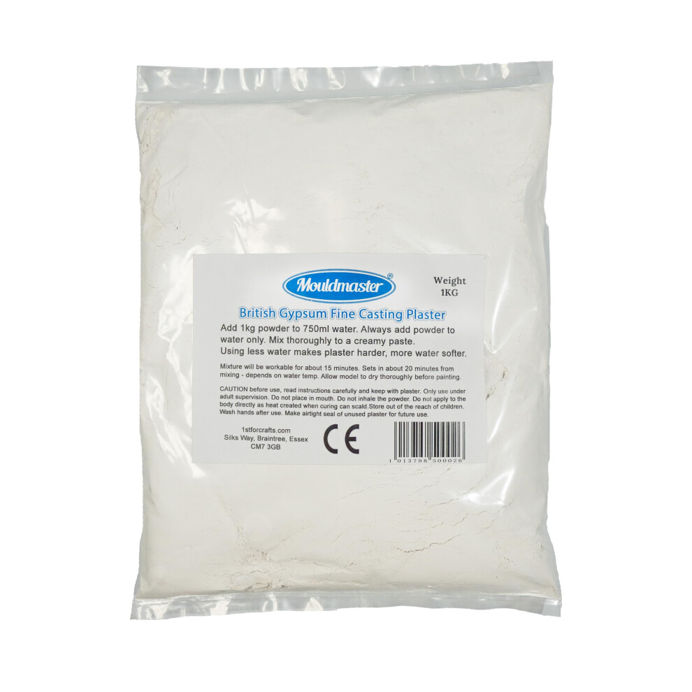 Mouldmaster Mould Master British Gypsum Fine Casting Plaster 1Kg, 20 X 15 X 1 Cm White
