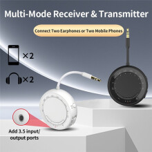 5.4 Transmitter Receiver for 2 Headphones Low Latency/HD AUX Wireless Audio Airplane Adapter Black
