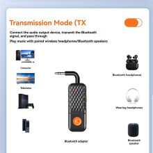 5.4 Audio Transmitter Receiver 3.5MM AUX Hifi Stereo Music Adapter with Mic for Car Airplane TV PC Headphone