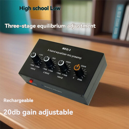 MEQ-3 3-Segment Equalizer Tone Treble Mid Bass Adjust Computer Game Headset Ear Amplifier Audio Signal Preamplifier 2