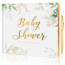 Baby Shower Guest Book for Boys and Girls: Baby Shower Book - Gender Neutral Memory Keepsakes Book for Baby Shower Decorations - Includes Gold Pen &