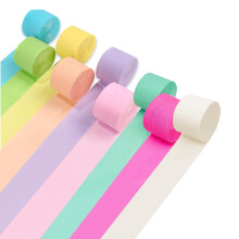 9 Rolls 738ft Pastel Crepe Paper Craft Streamers Hanging,Macaron Color Crepe Paper Rolls Streamers Yellow Green Blue Purple Pink White Crepe Roll