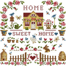 Awesocrafts Cross Stitch Stamped Kits Sweet Home Easy Patterns Cross Stitching Embroidery Needlework Kit Supplies (Home)