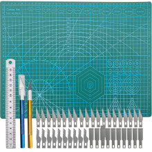 Sibosen A3 Cutting Mat Kit,30 x 45cm Non Slip Double Sided Self Healing Cutting Mat with Accurate Guide Grid Lines Design for Carving Crafts Fabric