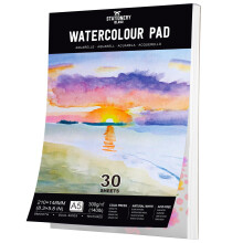 STATIONERY ISLAND Watercolour Paper A5 Pad, 30 Sheets Water Colour Paper 300gsm, Glue Bound, Cold-Pressed Texture, Watercolour Sketchbook for