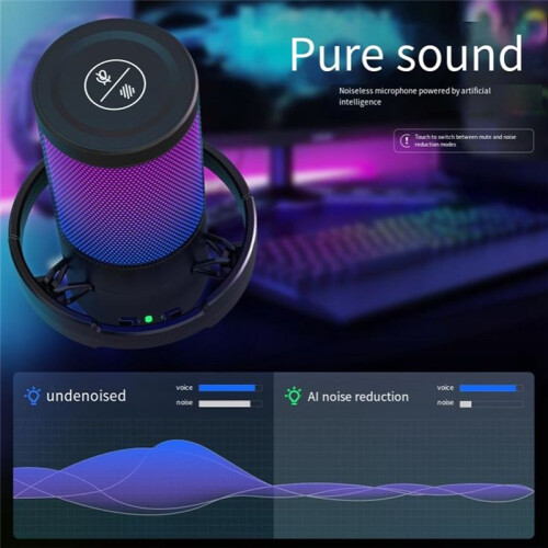 Noise Reduction Condenser Microphone with Tripod Bracket Gaming Streaming Microphone Shock Mount for PC Computer Laptops 1