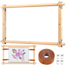 Littleduckling Embroidery Frame Wooden Cross Stitch Frame Rotated Needlepoint Embroidery Tapestry Scroll Frame Adjustable Needlepoint Stretcher Frame