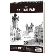 STATIONERY ISLAND Sketch Pad, A3 Sketch Book 180 g/m? Thick Paper, 100 Pages / 50 Sheets Spiral Bound Sketchbook 1 Pack