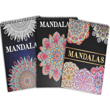 Zylota 3 Pack Mandalas Colouring Books for Adults,Unique Mandala Pattern for Relaxation, Adults Colouring Book Spiral Bound,Relaxing Colouring Books