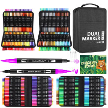 Sanyetral 168 Colouring Pens for Adults, Dual Tip Brush Pens, Felt Tip Pens Art Set with Coloring Books for Artists Writing, Drawing, Painting,