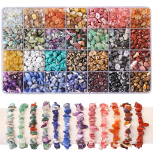 DTYDECLE1400pcs Gemstone Chip Beads, 28 Colors 5-8mm Crystal Beads for Jewellery Making Natural Irregular Crushed Chip Drilled Stone Bead for DIY