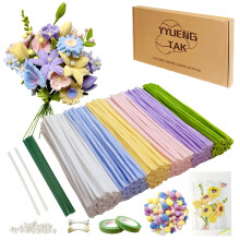 YYUENG TAK 500pcs 6 Colors Pipe Cleaners for Craft Flowers,Pipe cleaners for flower bouquet, Chenille Stems Arts & Crafts with green Floral