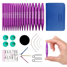 Knitiss Interchangeable Circular Knitting Needles Set, 9 Pairs of 5cm Short Knitting Needles from 3.0~6.0mm, Interchangeable Needles with 4 Cables,