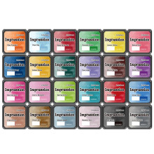 CraftyManor Mini Smudge Ink Pads for Stamps, Water Based Halo Dye Stamp Pad for Scrapbooking, DIY Craft Scrapbook Supplies for Adults (24 Colors)