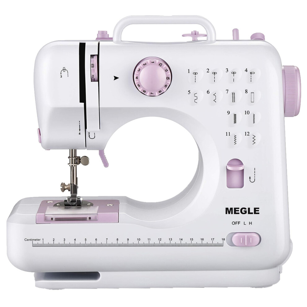 Megle Sewing Machine With Foot Pedal For Beginners And Kids, Quick Start Guide, Manual In 5 Languages, 12 Stitches, Small And Uk Plug Fhsm-505