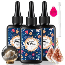 UV Resin Kit 300g ?Upgraded Crystal Transparent Hard High Gloss Fast Curing Solar Activated, Suitable for UV Curing Resin in Jewelry Making, Casting