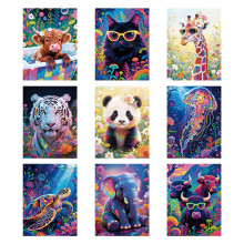 MICHIHOMIE 9 Pack Diamond Painting Kits for Adults - 5D DIY Full Drill Animal Diamond Art for Beginners: Highland Cow, Elephant, Panda and More,