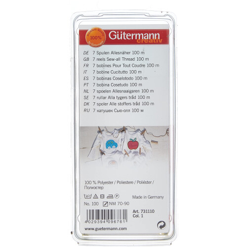 Gutermann Sew-All Thread Set, 100 Percent Polyester, 7 x 100 m, Black/White 1