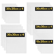 ARTME 20pcs Canvas Panels (15x20-4pk, 24x30-4pk, 30x40-4pk, 20x20-4pk, 30x30-4pk) 3mm Blank Artist Canvas Board / 280GSM/ 100% Cotton/Triple