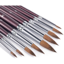 Fuumuui Sable Watercolour Brushes, 9pc Set - Kolinsky Sable Round & Pointed Brushes for Watercolour, Gouache, Acrylic & Ink Painting