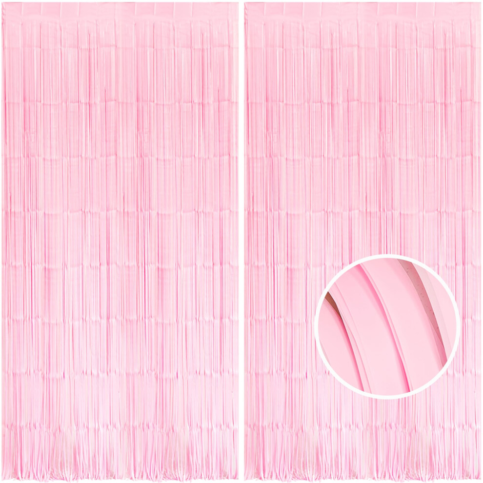Braveshine Valentines Day Decorations Pastel Foil Fringe Curtain Party Backdrop - 2Pc 3.2X8.2ft Tinsel Curtain Photo Booth Props For Girls Pink 5051222547694