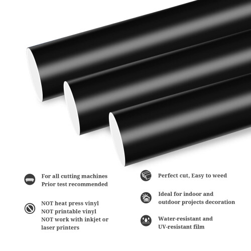 TECKWRAP Permanent Adhesive Vinyl 12" x 10ft, Matte Black 1